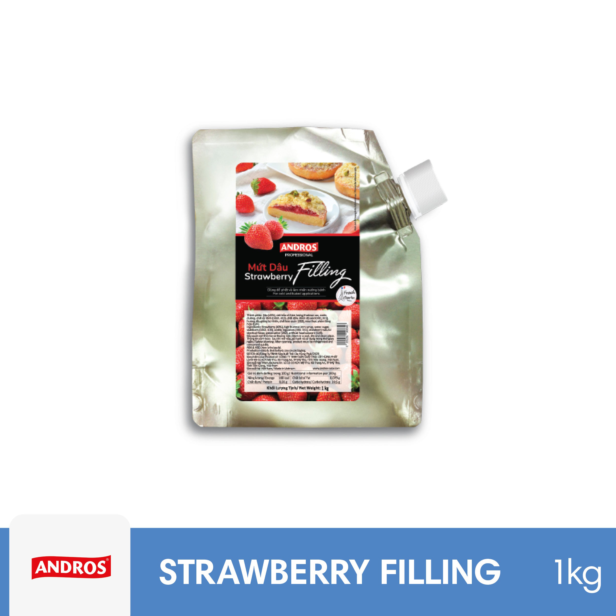 Andros Professional Strawberry Bake-Stable Filling 1kg | Iskaparate